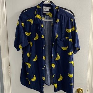 100% Rayon blue banana shirt